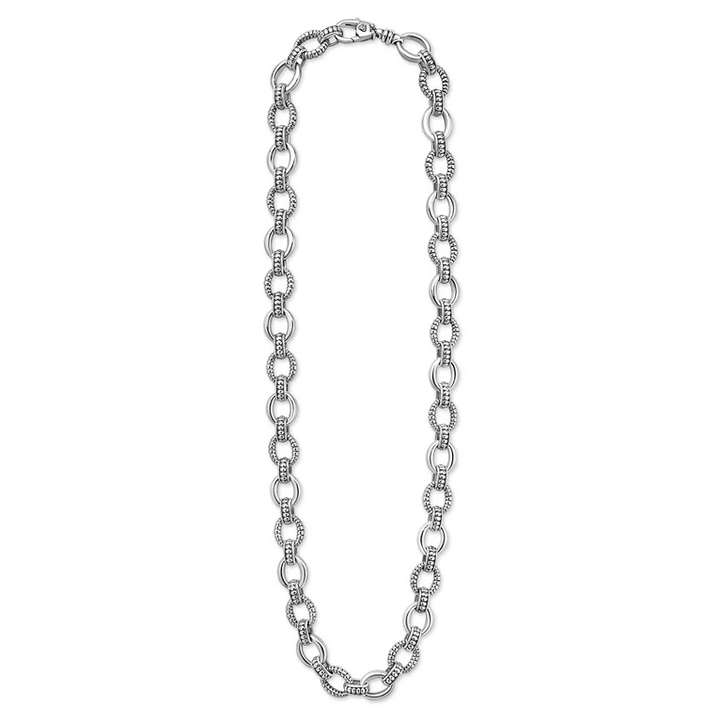 Sterling Silver Fluted Oval Link Necklace
