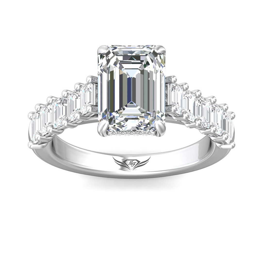 Platinum Emerald Cut Diamond Engagement Ring