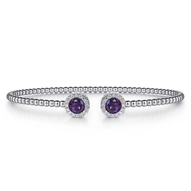 Amethyst & Diamond Halo Bujukan Bangle
