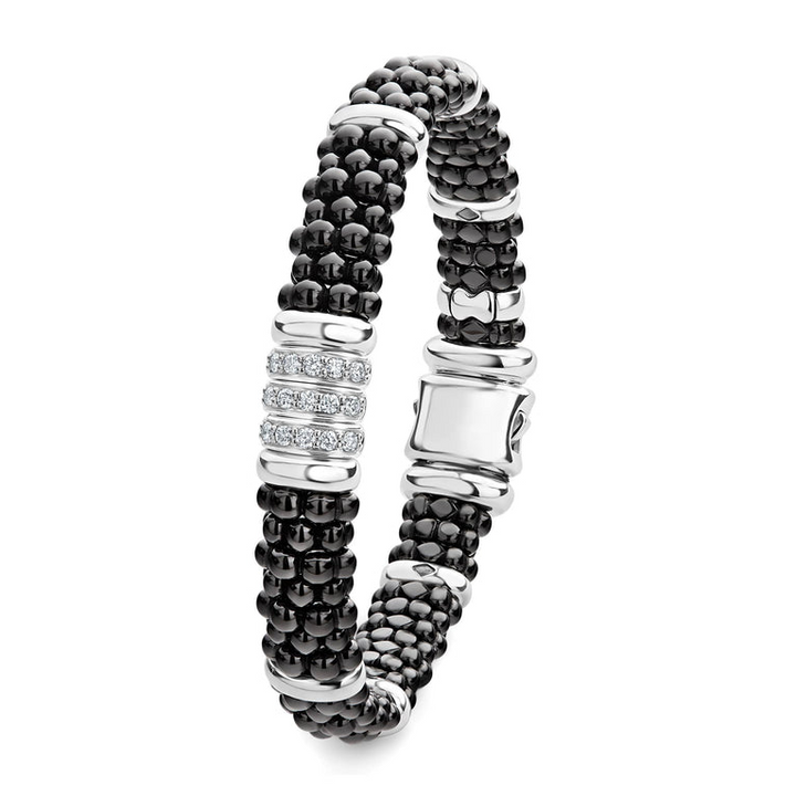 Three Station Ceramic Diamond Bracelet | 9mm