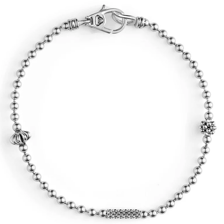 Silver Caviar Beaded Bracelet
