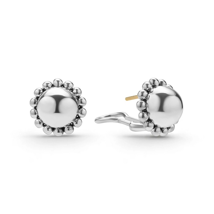 Silver Round Omega Clip Earrings