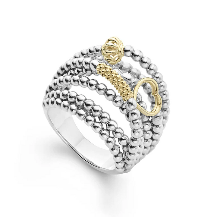 Two-Tone Caviar Statement Ring