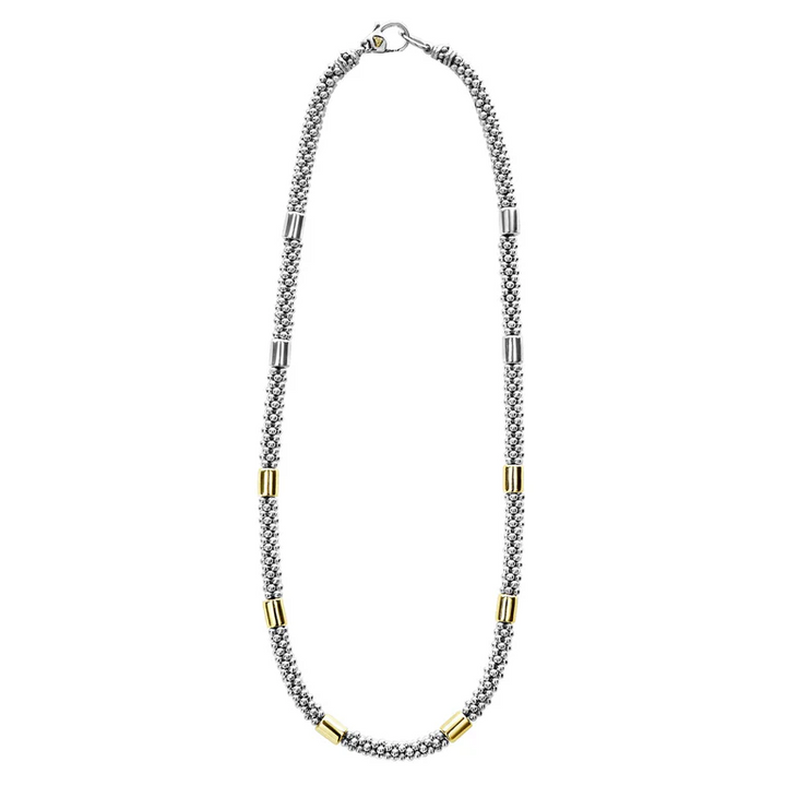 Two-Tone Station Caviar Necklace