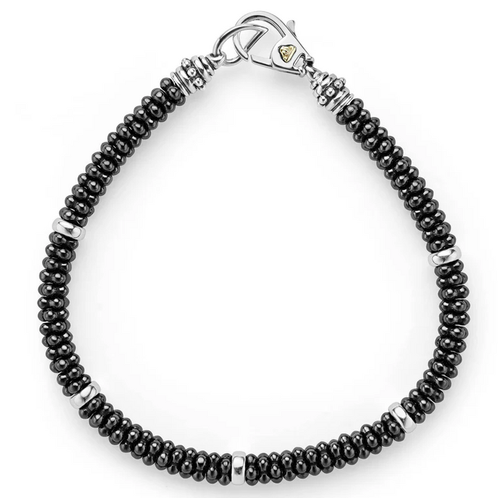 Black Five Silver Station Ceramic Bracelet | 5mm