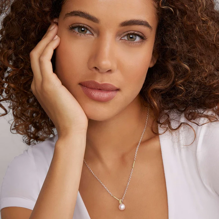 Two-Tone Pearl Pendant Necklace