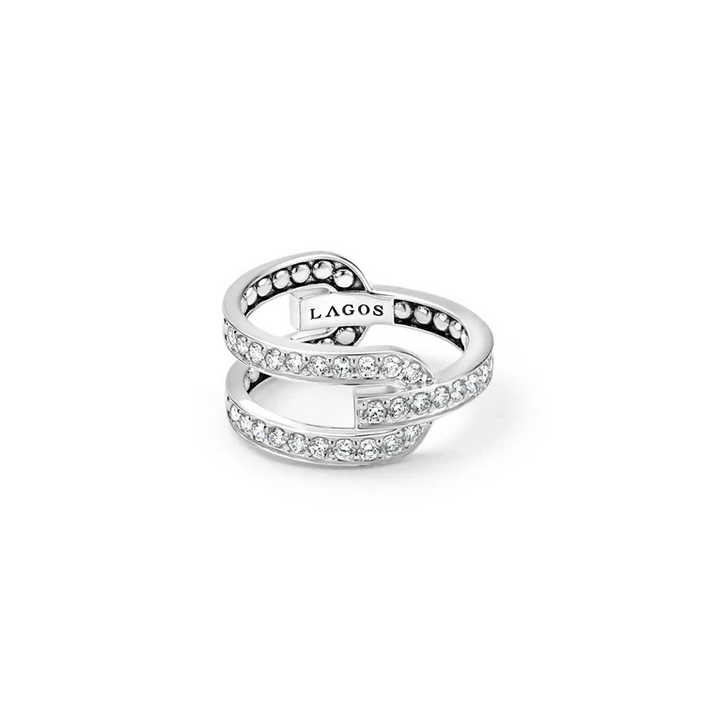 Silver Caviar Linear Diamond Ring