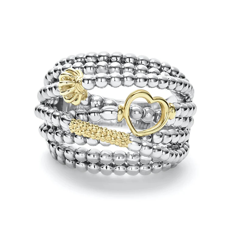 Two-Tone Caviar Statement Ring