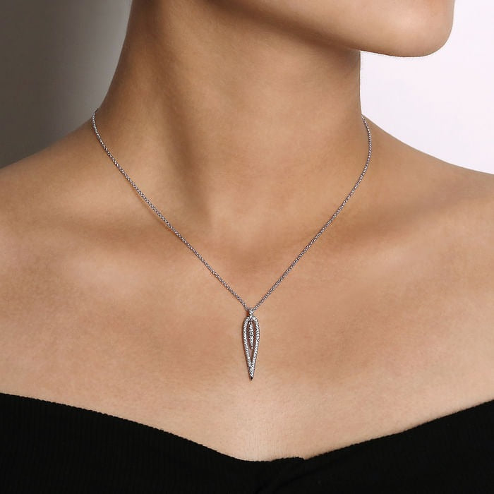 Open Teardrop Diamond Pendant Necklace