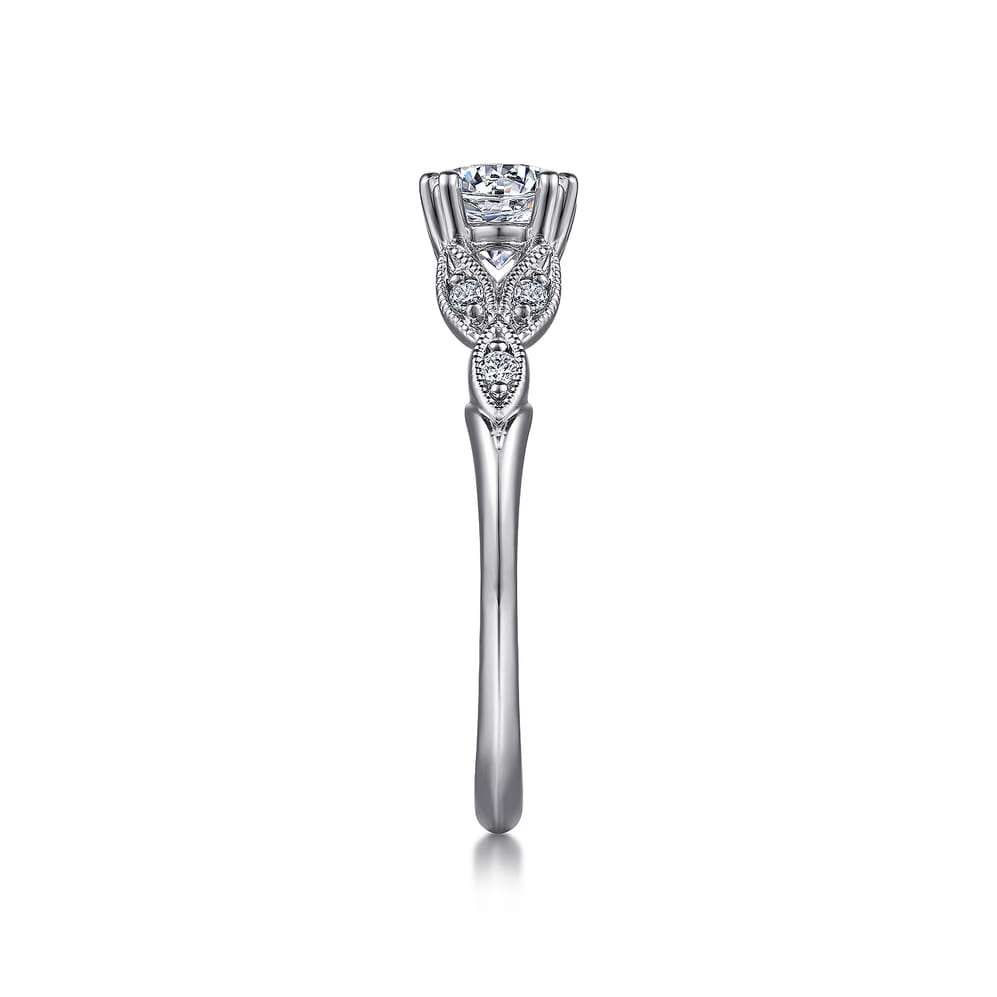 14K White Gold Round Diamond Engagement Ring