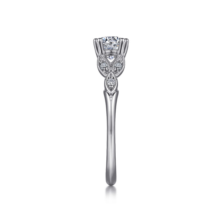 14K White Gold Round Diamond Engagement Ring