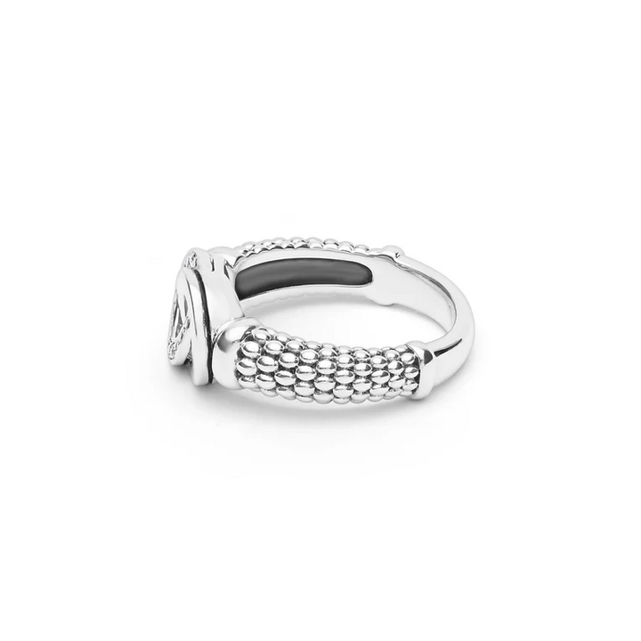 Medium Silver Interlocking Diamond Ring