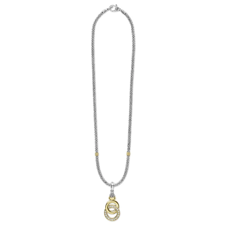 Two-Tone Interlocking Diamond Pendant Necklace