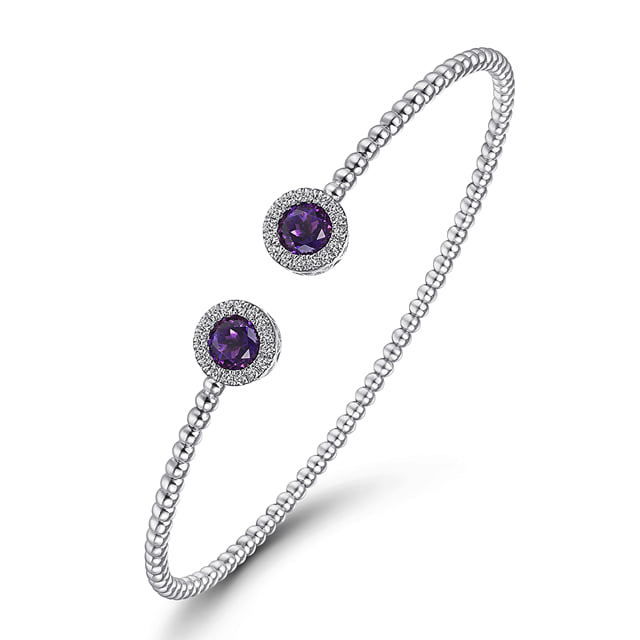 Amethyst & Diamond Halo Bujukan Bangle