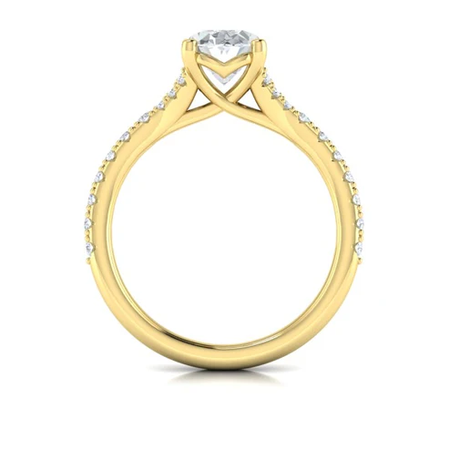 18K Yellow Gold Oval Diamond Split Shank Engagement Ring