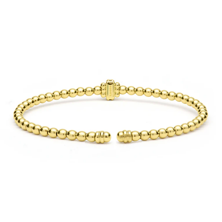 18K Gold Caviar Beaded Diamond Rondelle Cuff Bracelet