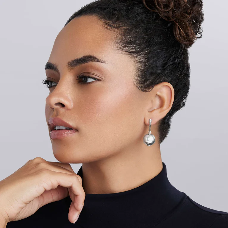 Silver Beaded Drop Earrings