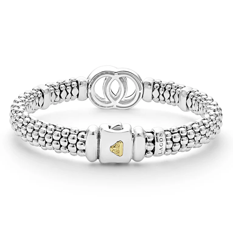 Two-Tone Interlocking Diamond Caviar Bracelet