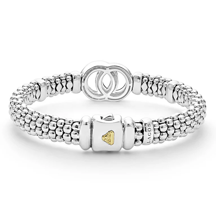 Two-Tone Interlocking Diamond Caviar Bracelet