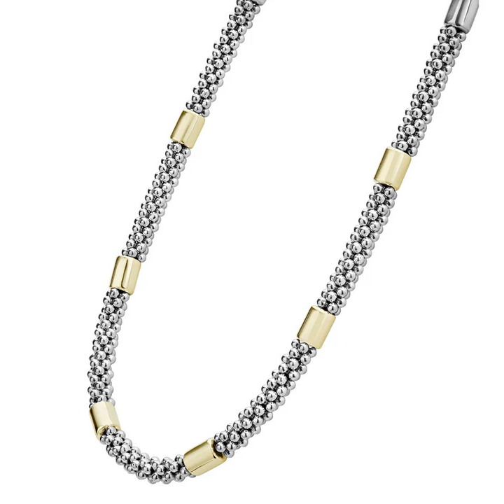Two-Tone Station Caviar Necklace