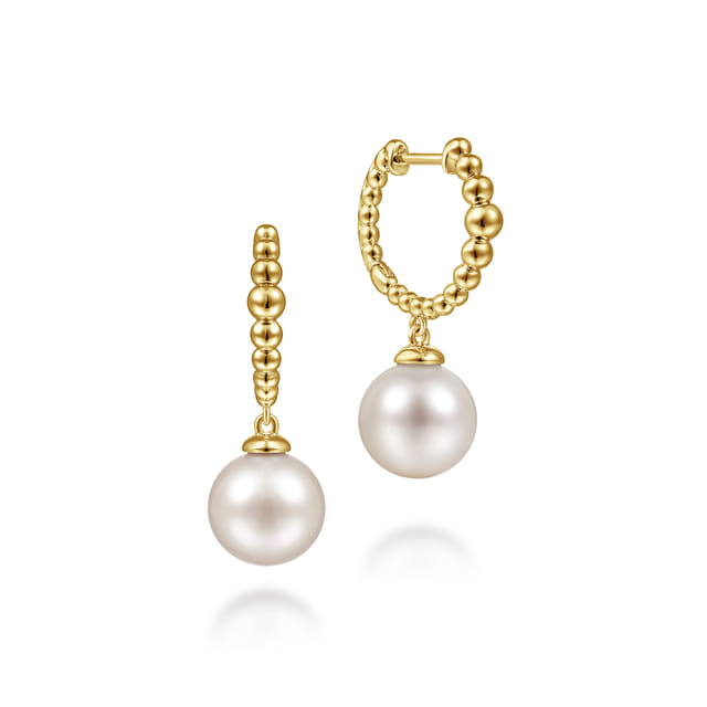 Pearl Drop Huggie Earrings