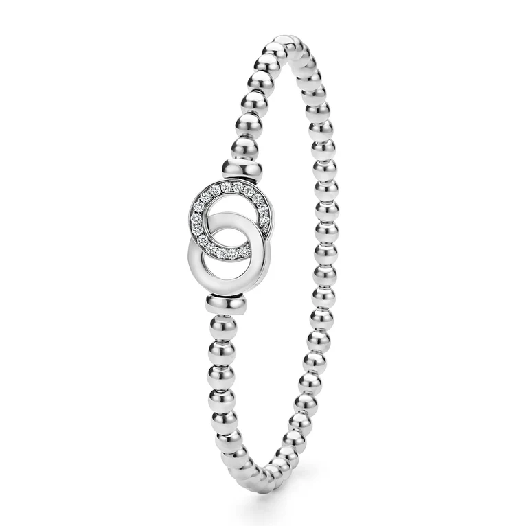 Sterling Silver Interlocking Diamond Stretch Bracelet