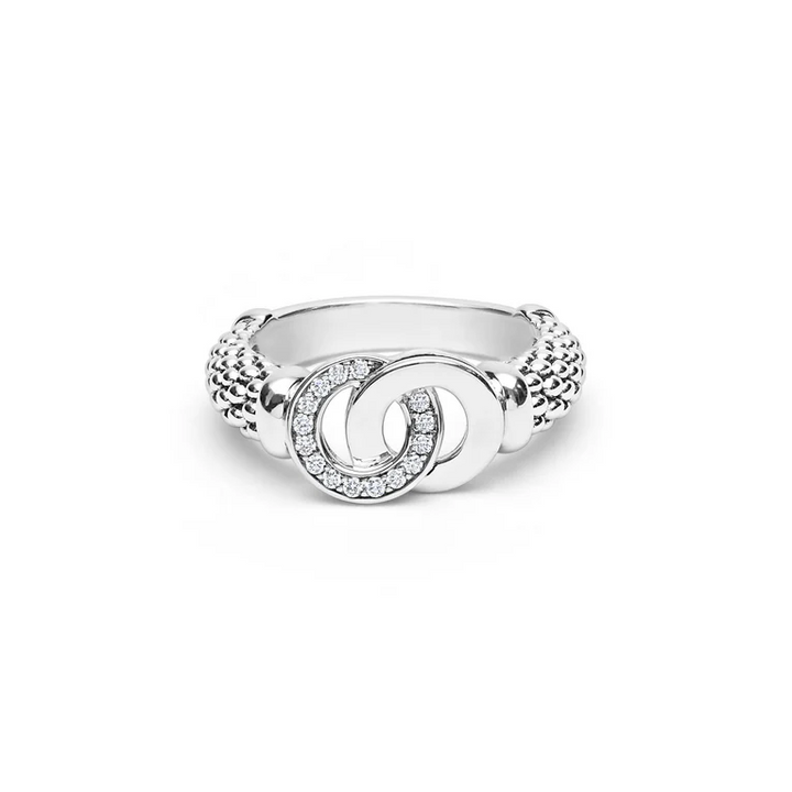 Medium Silver Interlocking Diamond Ring