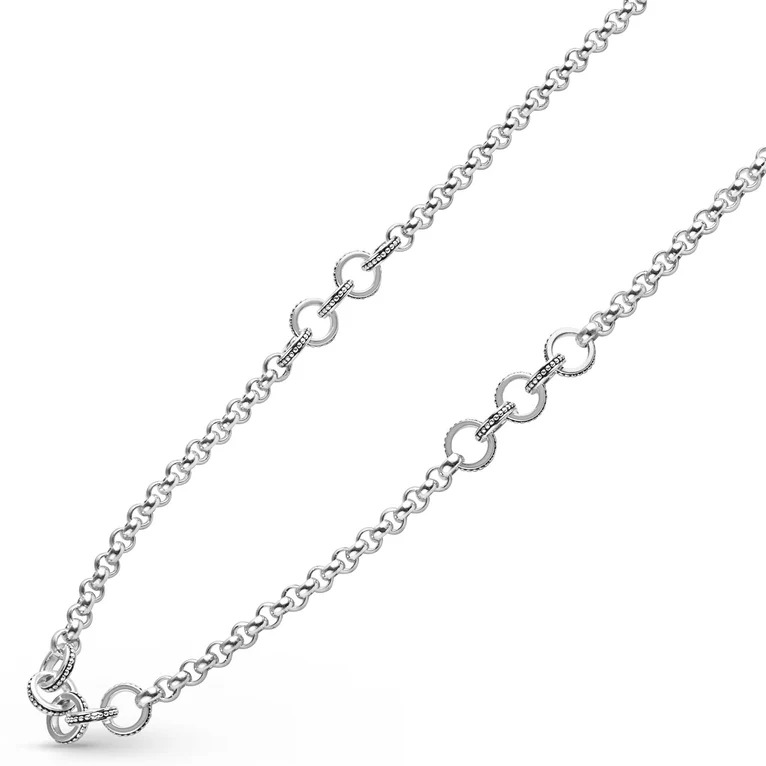 Silver Ring Link Station Necklace