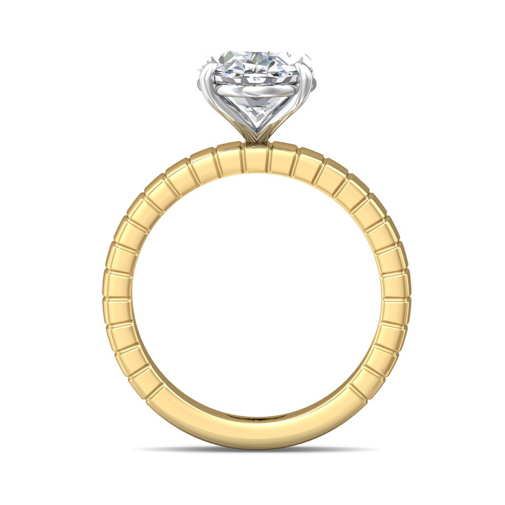 Oval Solitaire Engagement Ring with Fluted Band