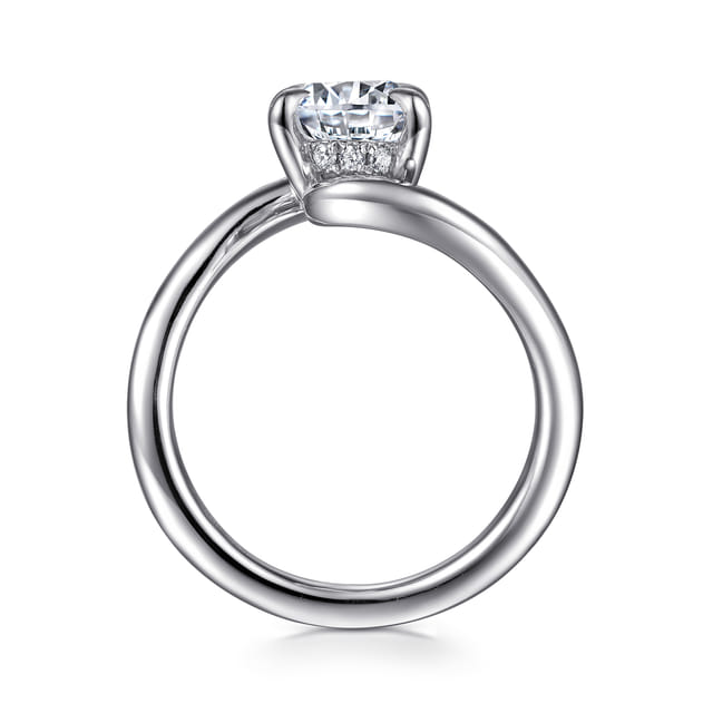 14K White Gold Bypass Oval Diamond Engagment Ring