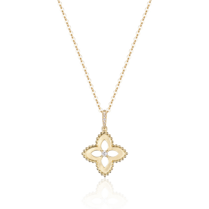 Beaded Clover Diamond Necklace