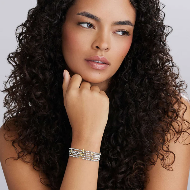 Two-Tone Caviar Five Strand Chain Bracelet