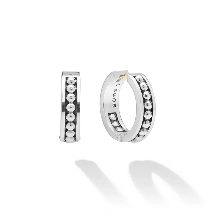 Petite Sterling Silver Caviar Huggie Earrings