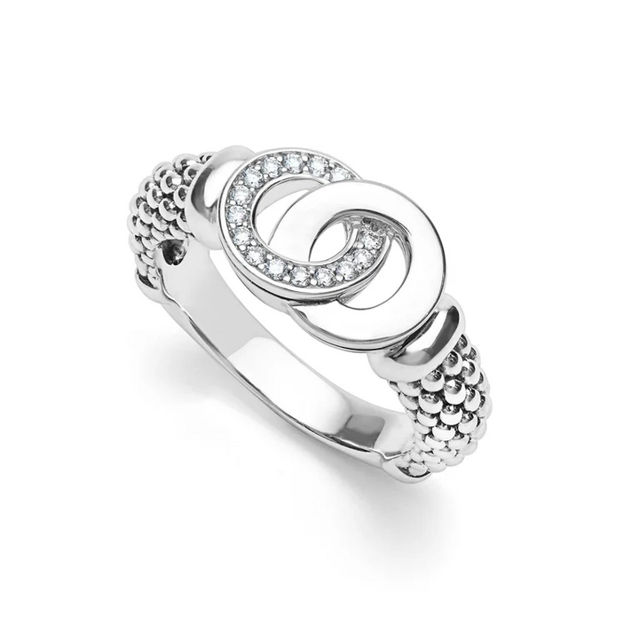 Medium Silver Interlocking Diamond Ring
