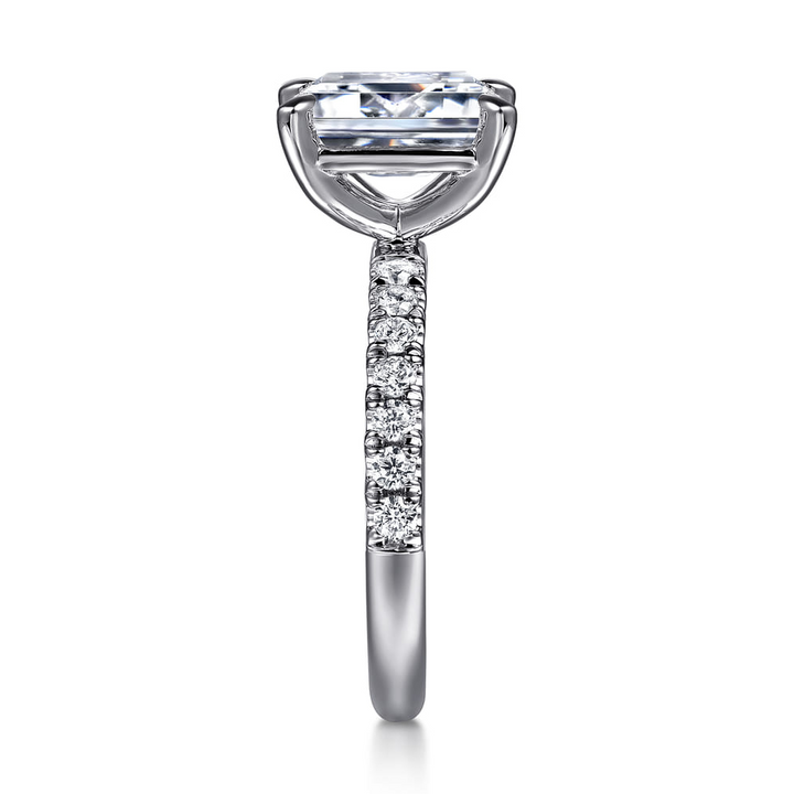 14K White Gold Emerald Diamond Engagment Ring