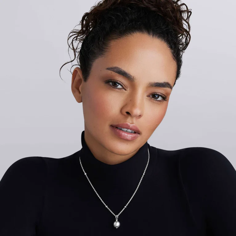 Silver Beaded Pendant Necklace