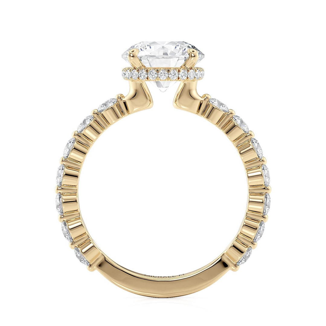 18K Yellow Gold Round Diamond Engagement Ring