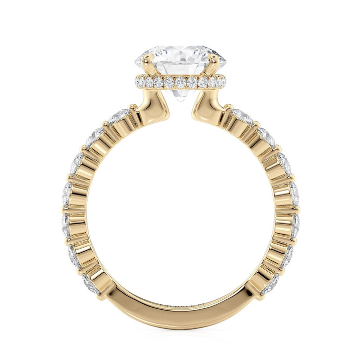 18K Yellow Gold Round Diamond Engagement Ring