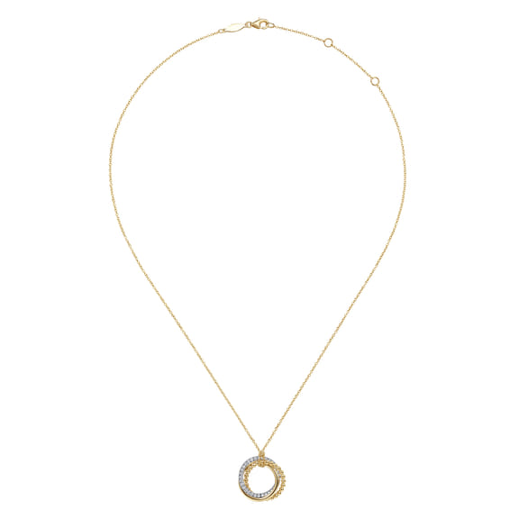 14K Gold Bujukan Diamond Interlocking Pendant Necklace