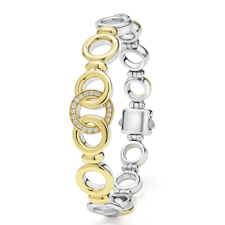 Two-Tone Interlocking Diamond Link Bracelet