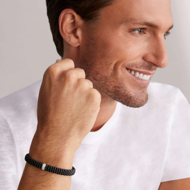 Single Station Matte Black Ceramic Diamond Bracelet