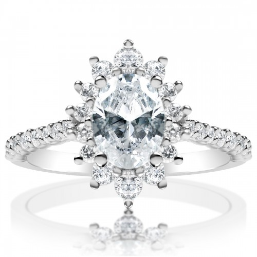 Diamond Floral Halo Engagement Ring