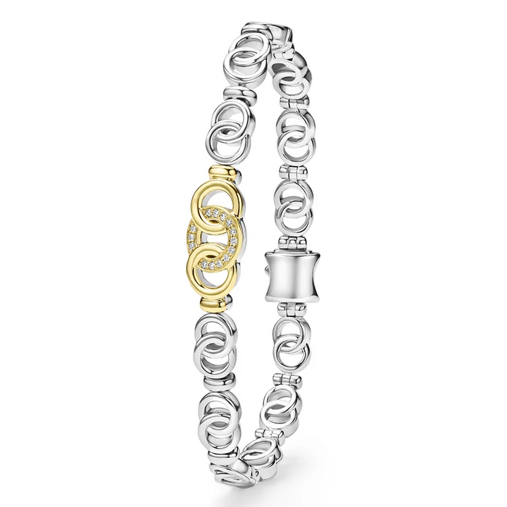 Two-Tone Petite Interlocking Diamond Link Bracelet