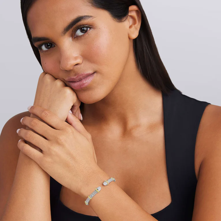 Two-Tone Caviar Diamond Versa Torque Bracelet