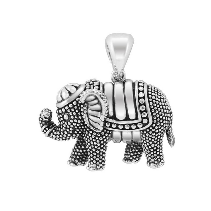 Elephant pendant in the middle of the white background