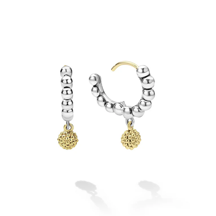 Two-Tone Caviar Beaded Huggie Earrings