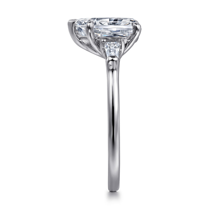 14K White Gold Pear Shape Three Stone Diamond Engagement Ring
