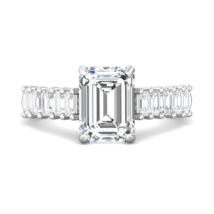 Platinum Emerald Cut Diamond Engagement Ring