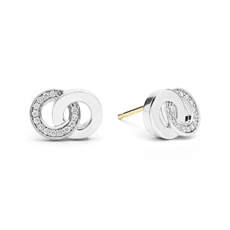 Silver Interlocking Diamond Stud Earring