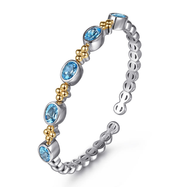 Bujukan Blue Topaz Open Bangle Bracelet